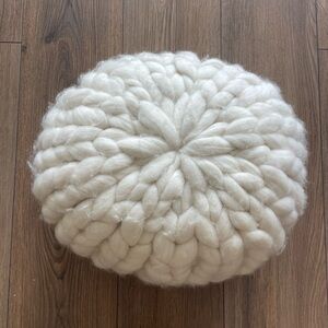 Hawkins New York Chunky Knit White Pouf